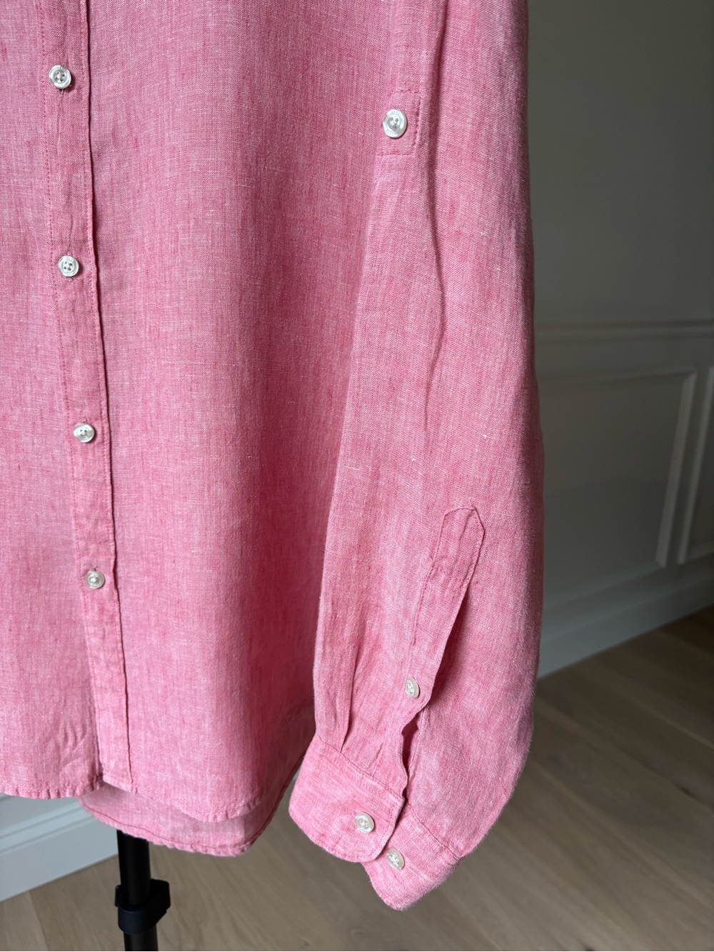 Perry Ellis 100% LINEN, SIZE L, Men’s Pink Linen Button-Down Shirt - Picture 3 of 5